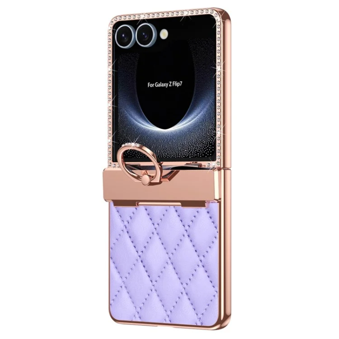 A-One Brand - Galaxy Z Flip 7 Mobilskal Ringhållare Rhinestone - Lila