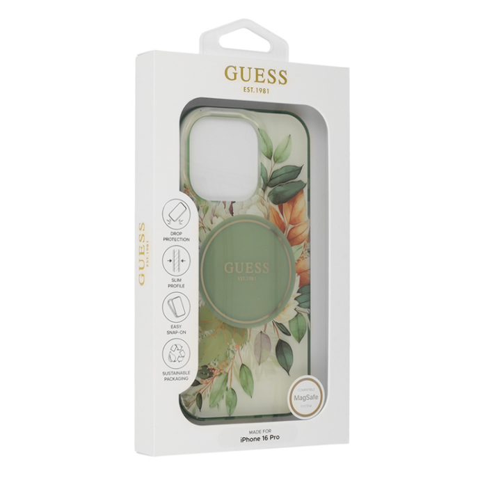 Guess - Guess iPhone 16 Pro Max Mobilskal MagSafe IML Flower & Tonal Circle