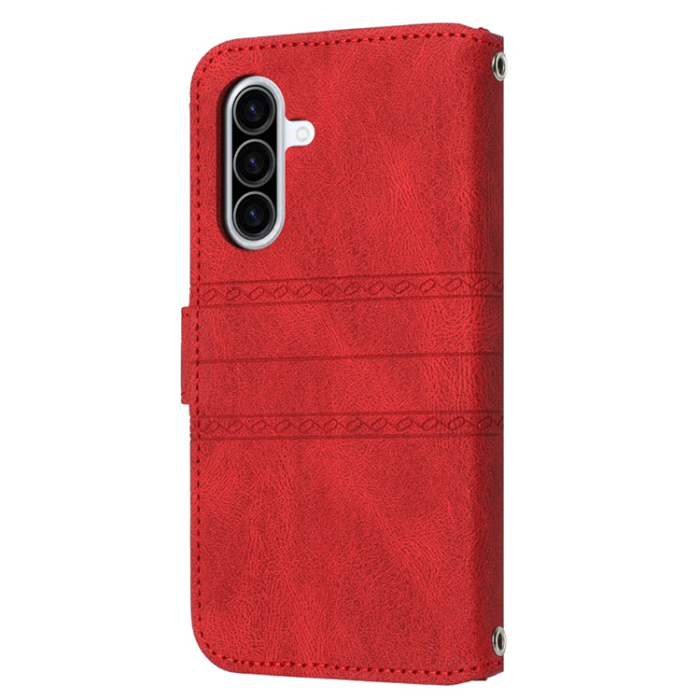 A-One Brand - Galaxy A17 / A26 Plånboksfodral Imprinted Läder - Röd
