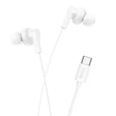 Hoco - HOCO Tr&aring;dbundna H&ouml;rlurar USB-C Kabel 1.2m Mikrofon M114 Vit