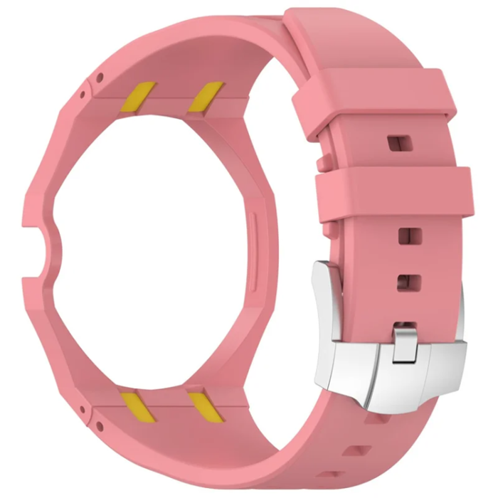 A-One Brand - Swatch Royal Pop Silikonarmband med Integrerat Skyddsskal - Rosa/Gul