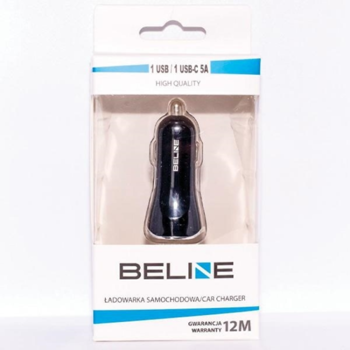 Beline - Beline Billaddare USB-A Till USB-C - Svart