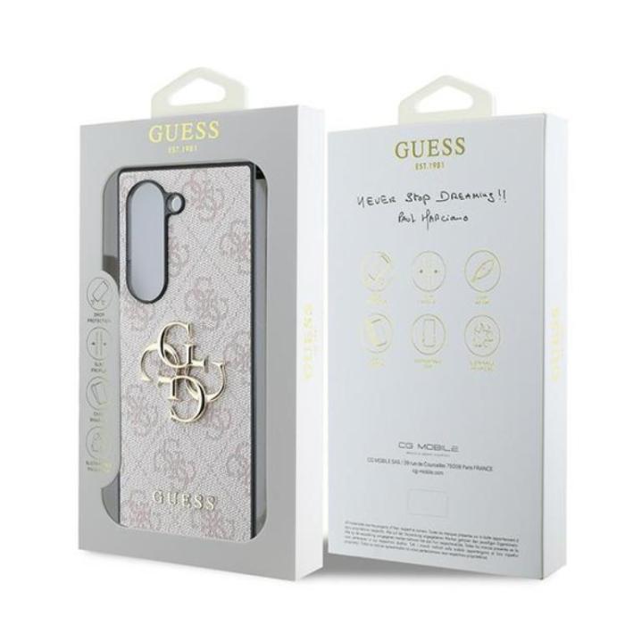 Guess - Guess Galaxy Z Fold 6 Mobilskal Läder 4G Metal Logo - Rosa