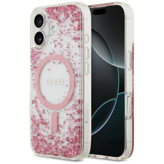Guess - Guess iPhone 17 Mobilskal Magsafe Resin Bottom Glitter - Rosa