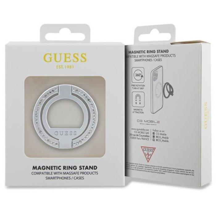 Guess - Guess Ringhållare Magsafe Rhinestone - Silver