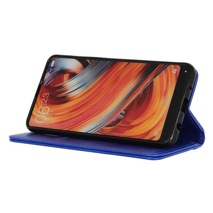 OEM - LITCHI Samsung Galaxy S26 Ultra Plånboksfodral Äkta läder- Blå