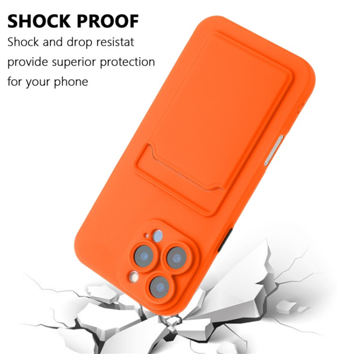 A-One Brand - iPhone 16 Pro Max Mobilskal Korthållare TPU - Orange