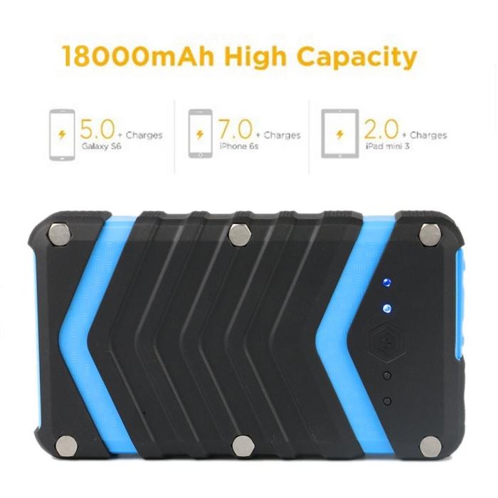 UTGATT5 - Rugged Vattentät Powerbank - 18000 mAH - Blå