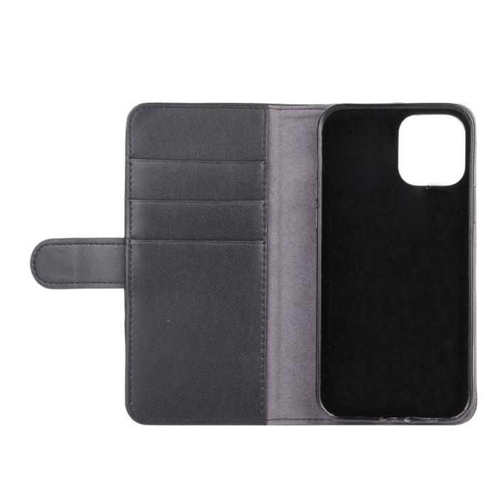 OEM - Äkta Läder Plånboksfodral iPhone 12 & 12 Pro - Svart