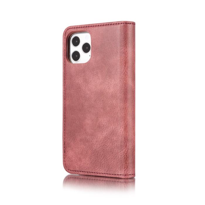 UTGATT1 - DG.MING Detachable Äkta Läder Plånboksfodral iPhone 12 & 12 Pro - Röd
