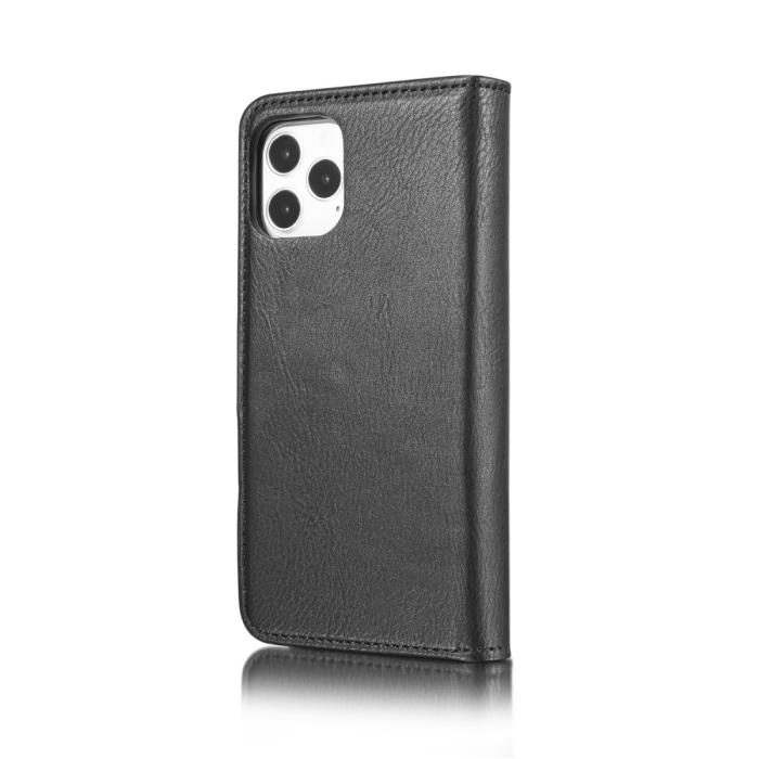 DG.MING - DG.MING avtagbart äkta Läder Plånboksfodral iPhone 12 & 12 Pro - Svart