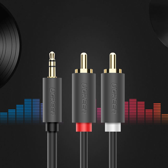 Ugreen - Ugreen Aux till 2xRCA 3m Kabel 3.5 mm mini jack - Grå
