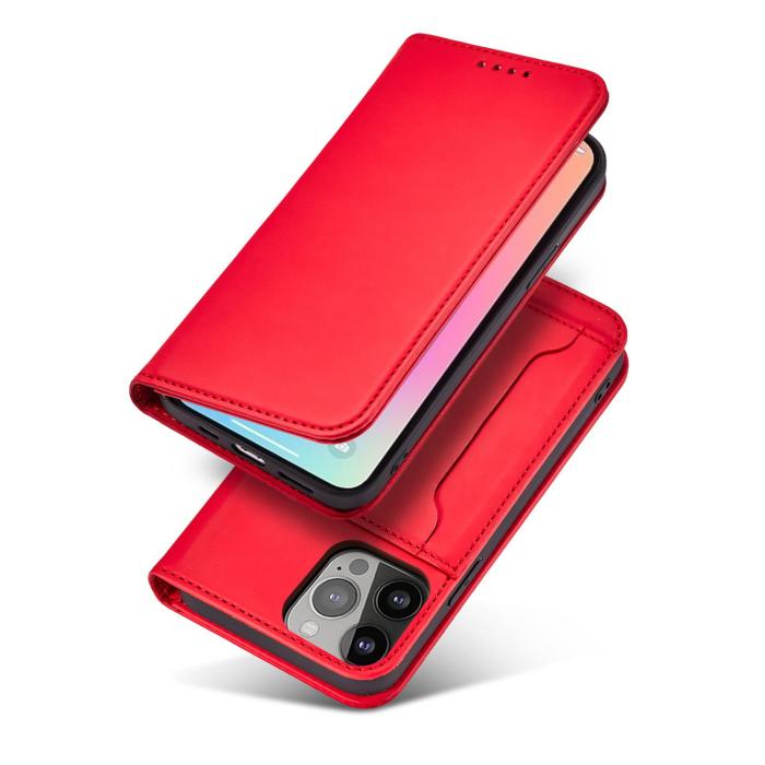 OEM - iPhone 13 Pro Plånboksfodral Magnet Stand - Röd