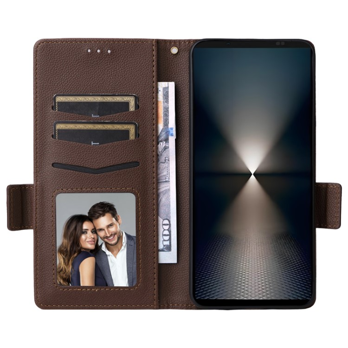 A-One Brand - Sony Xperia 1 VII Plånboksfodral Litchi Texture Med Rem