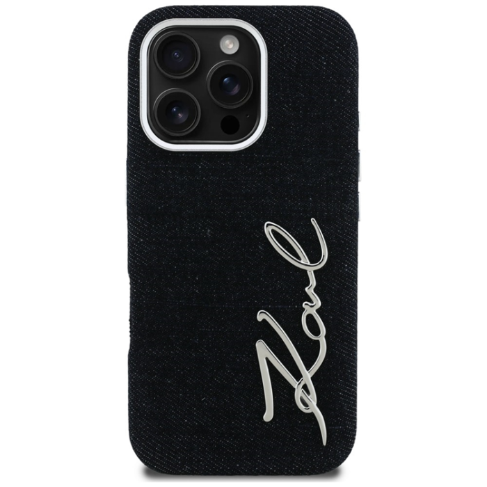 KARL LAGERFELD - Karl Lagerfeld Mobilskal För iPhone 16 Pro Jeans Signature Logo - Svart