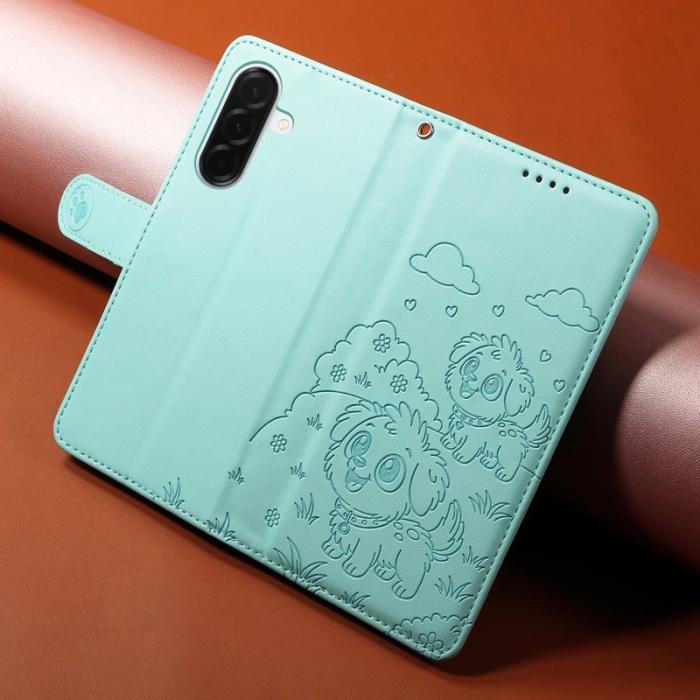 OEM - Samsung Galaxy A37 Plånboksfodral Konstläder RFID Skydd - Grön
