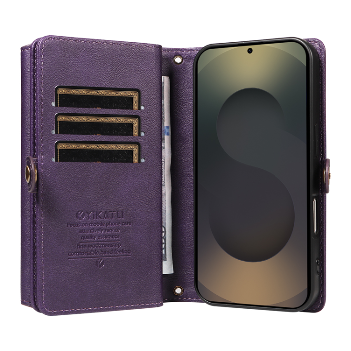 YIKATU - YIKATU Galaxy S25 Ultra Plånboksfodral Zipper Läder - Lila