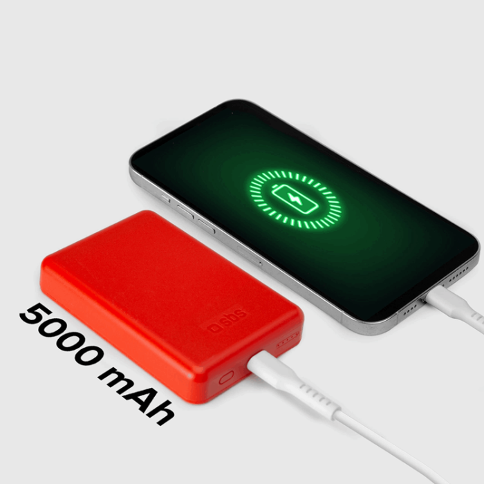 SBS - SBS MagSafe Trådlös Power Bank 5000 mAh USB-C - Röd