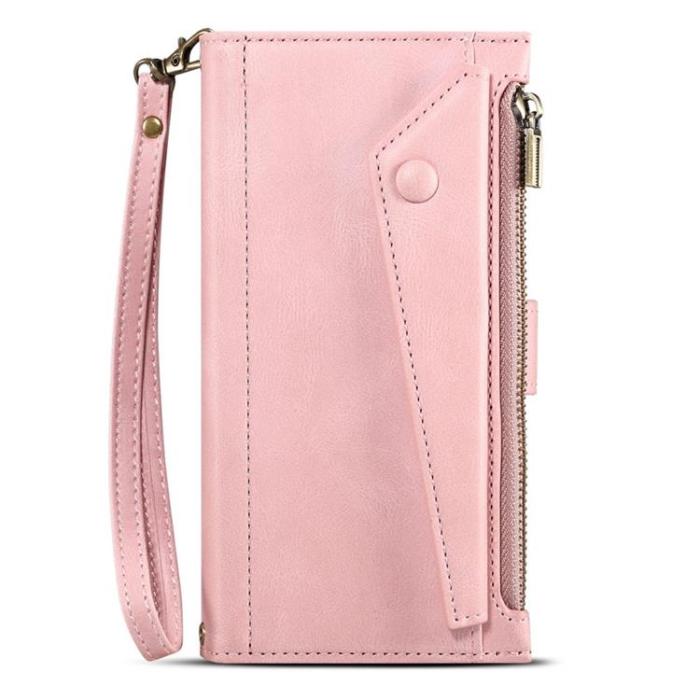 OEM - iPhone 14 Pro Plånboksfodral Flap Zipper Strap - Rosa