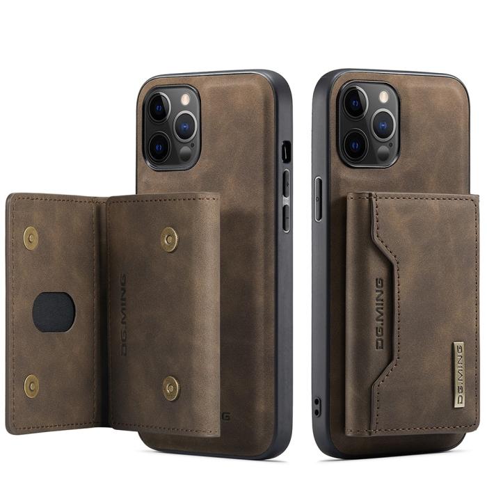 UTGATT1 - DG.MING iPhone 12 & 12 Pro Tri-fold Wallet Med Kickstand - Coffee
