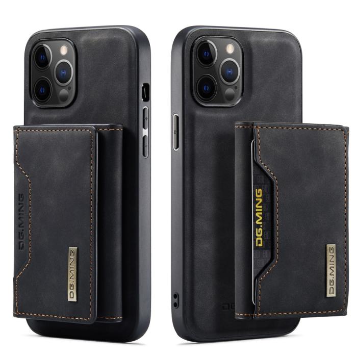 DG.MING - DG.MING iPhone 12 & 12 Pro Tri-fold Wallet Med Kickstand - Svart