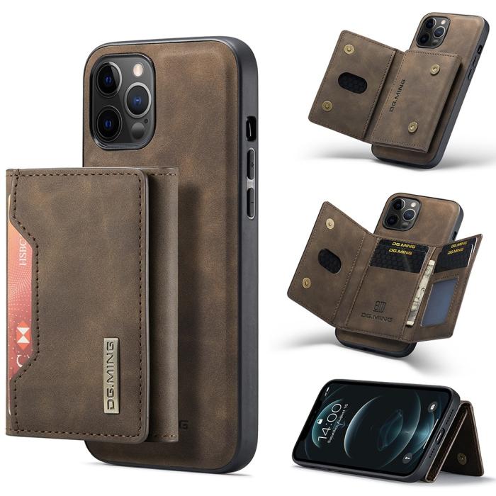 UTGATT1 - DG.MING iPhone 12 & 12 Pro Tri-fold Wallet Med Kickstand - Coffee