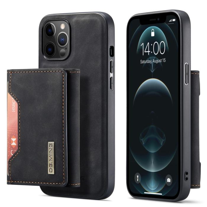 DG.MING - DG.MING iPhone 12 & 12 Pro Tri-fold Wallet Med Kickstand - Svart