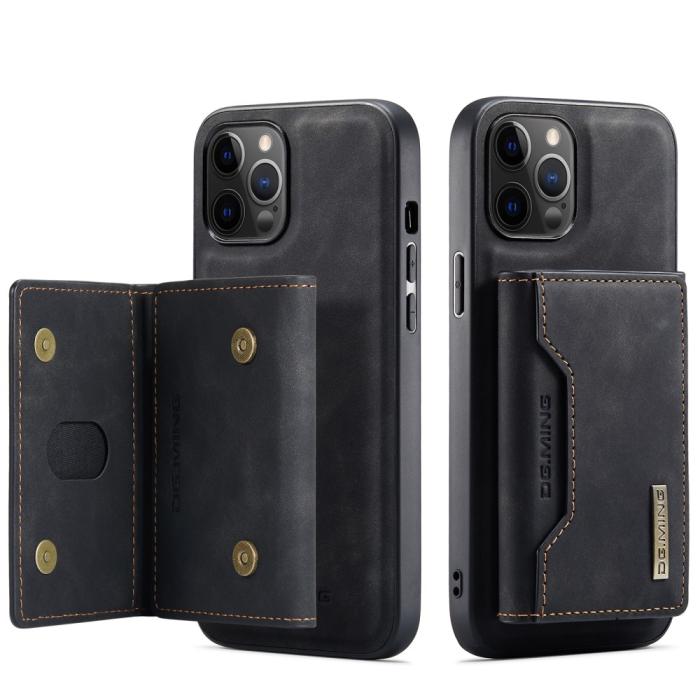 DG.MING - iPhone 11 Skal DG.MING Magnetic Tri-fold Wallet Med Kickstand - Svart
