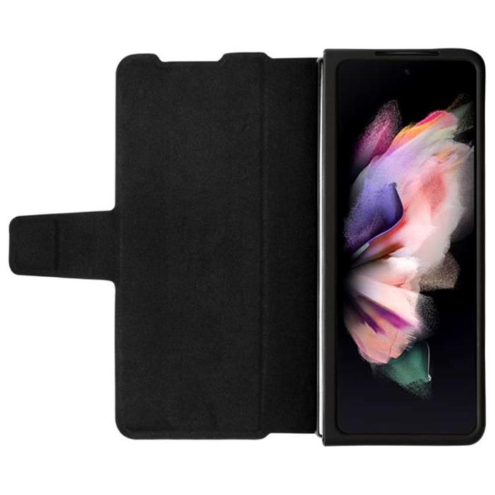 Nillkin - Nillkin Galaxy Z Fold 4 Plånboksfodral Äkta Läder Qin Series - Svart