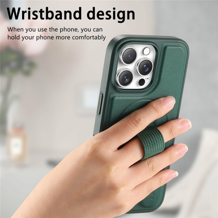 CASENEO - CASENEO iPhone 16 Pro Max Mobilskal MagSafe med Handrem - Grön