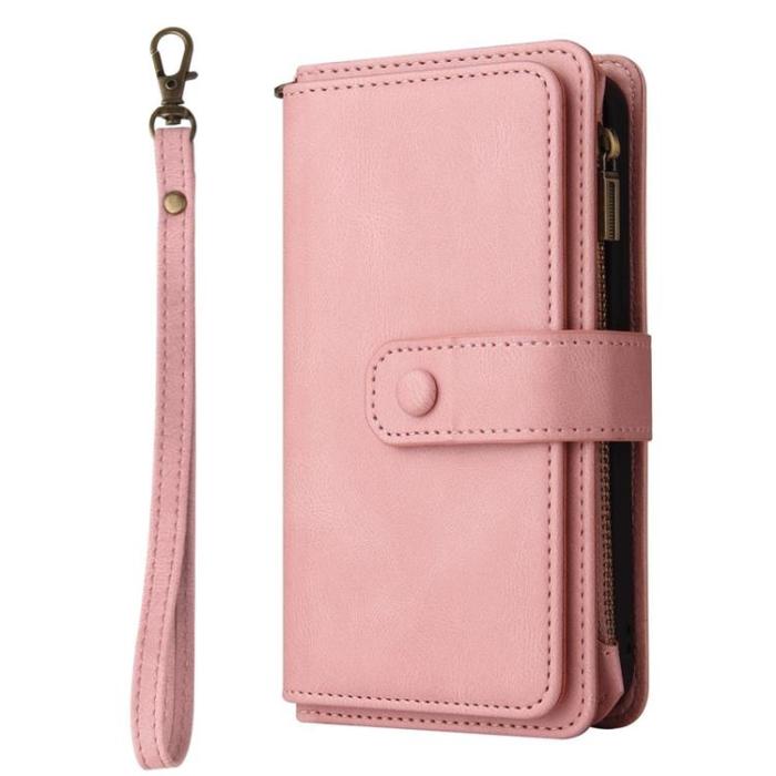 OEM - iPhone 14 Plånboksfodral KT Zipper - Rosa