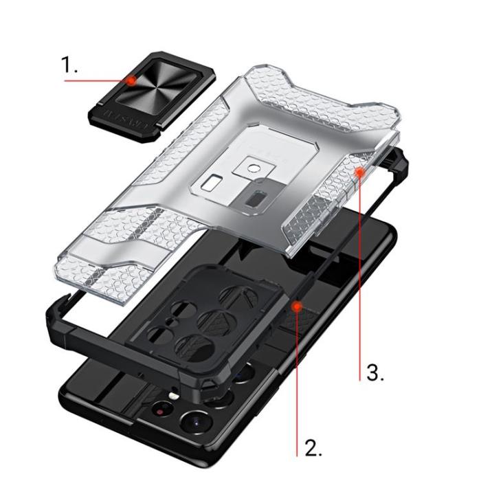 OEM - Crystal Ring Kickstand Skal Galaxy S21 Ultra 5G - Blå