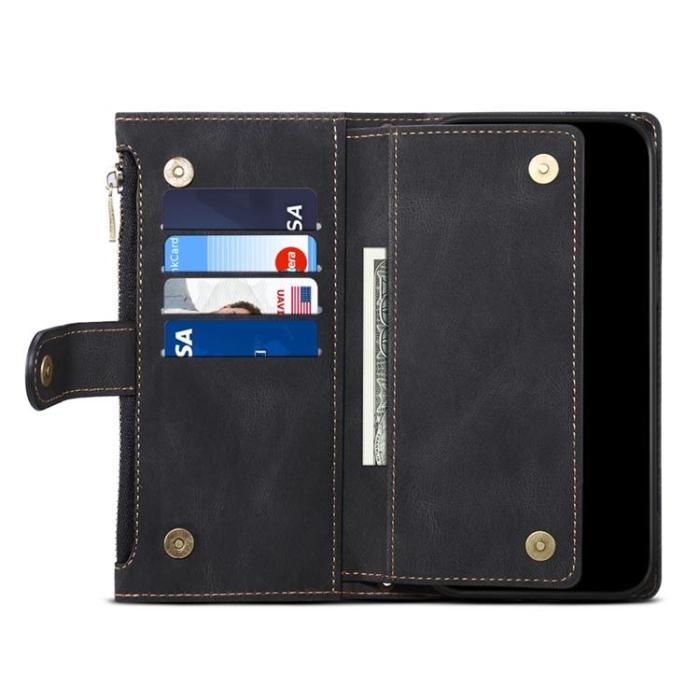 OEM - iPhone 14 Plus Plånboksfodral Flap Zipper Strap - Svart