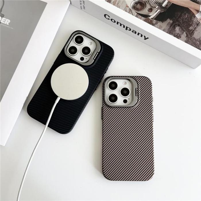 A-One Brand - iPhone 16 Pro Max Mobilskal MagSafe Carbon Fiber - Brun