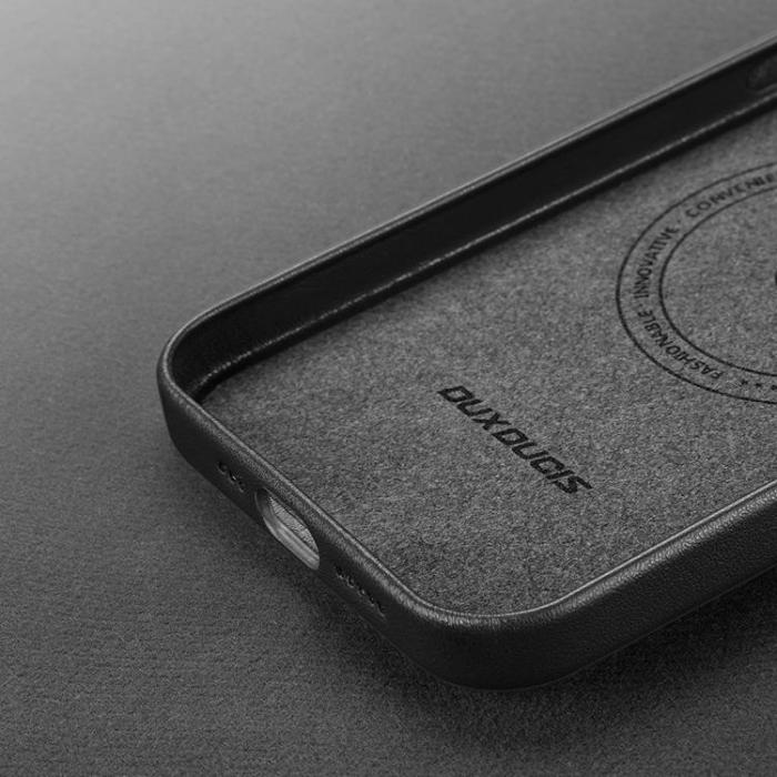 Dux Ducis - Dux Ducis iPhone 14 Skal MagSafe Elegant Grit Faux - Svart