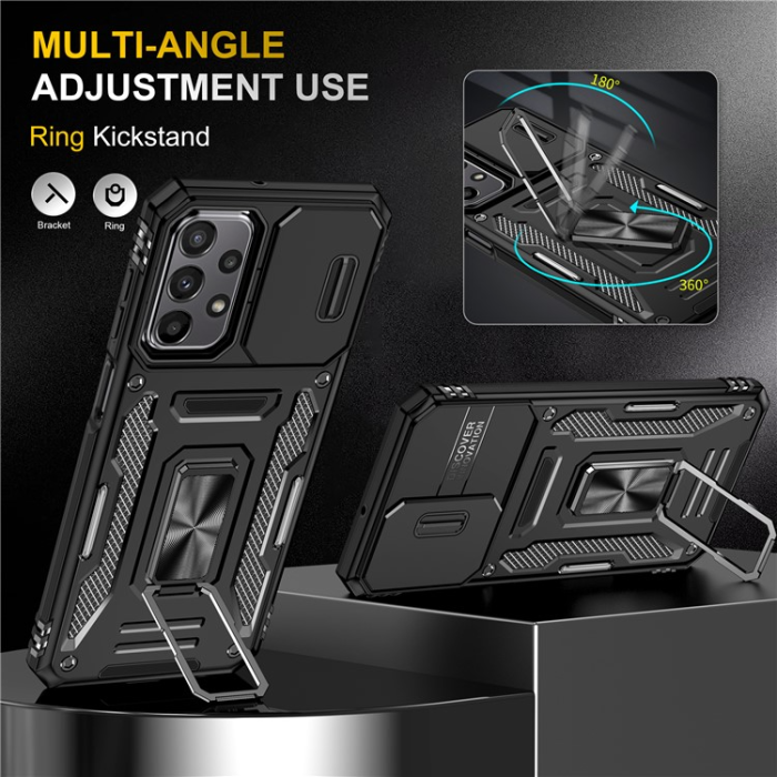 A-One Brand - Galaxy A23 4G/5G Mobilskal Ringhållare Kickstand - Svart