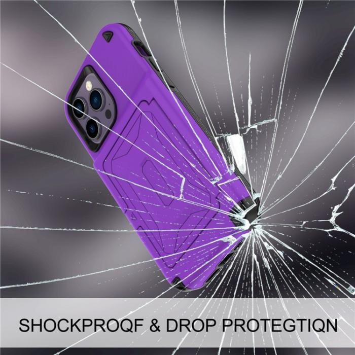 OEM - iPhone 14 Pro Skal Korthållare Mirror Kickstand - Lila