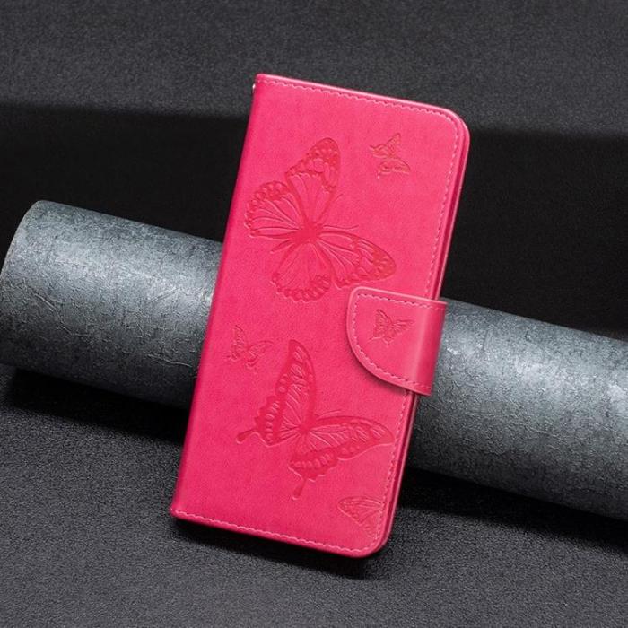 OEM - Butterfly Imprinted Plånboksfodral Xiaomi 12/12X - Magenta