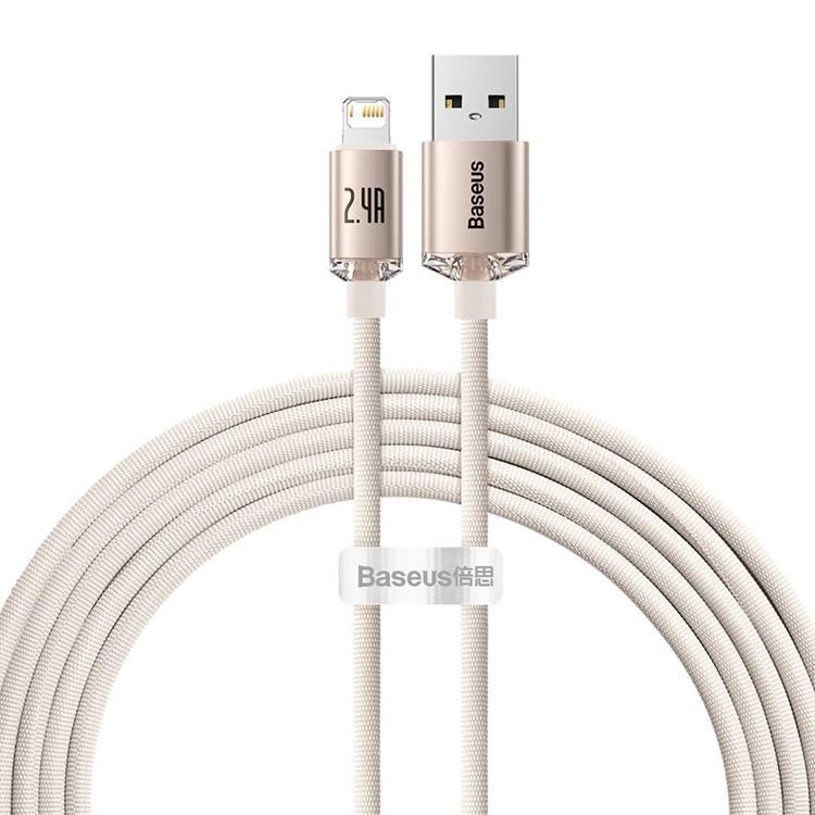Baseus USB Till Lightning 2m Kabel 2.4A Crystal Shine - Rosa | 3541 | AlltMobil