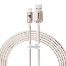 BASEUS - Baseus USB Till Lightning 2m Kabel 2.4A Crystal Shine - Rosa