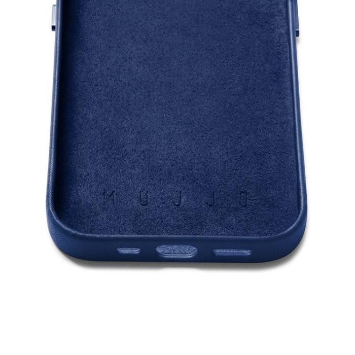 Mujjo - Mujjo iPhone 14 Skal Korthållare Full Läder - Monacoblå