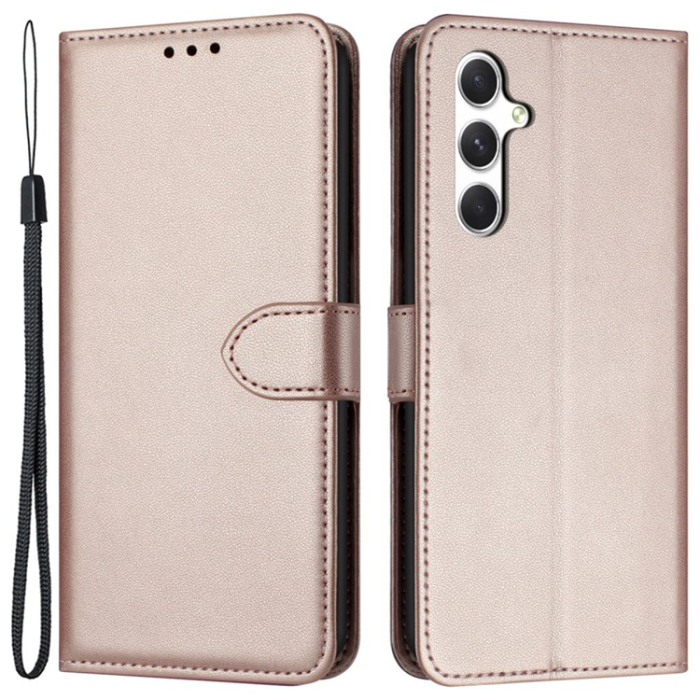 OEM - Galaxy S25 Plånboksfodral Strap - Rosa Guld