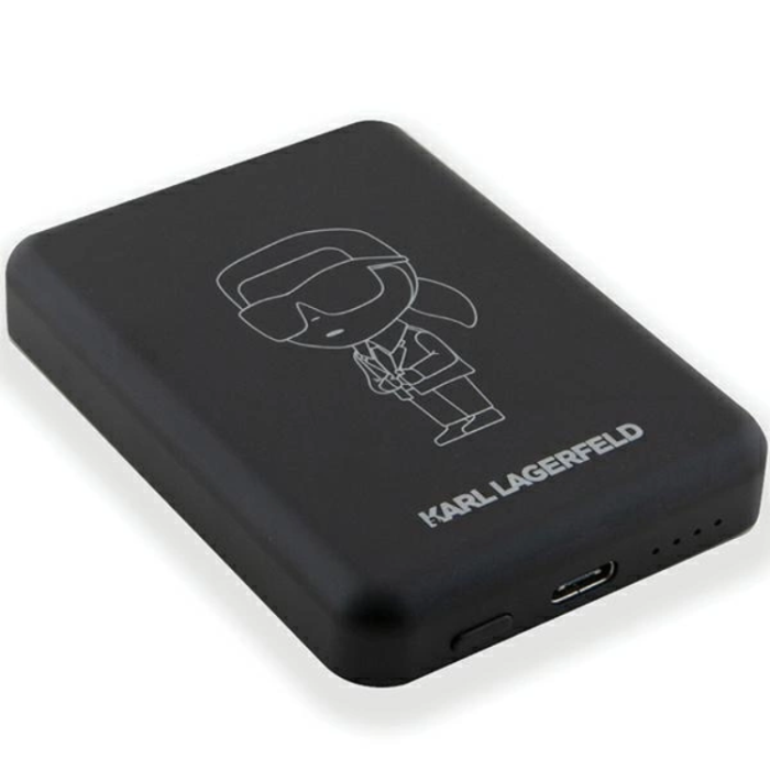 KARL LAGERFELD - Karl Lagerfeld Trådlös Magsafe Powerbank 5000mAh NFT Outline Ikonik - Svart