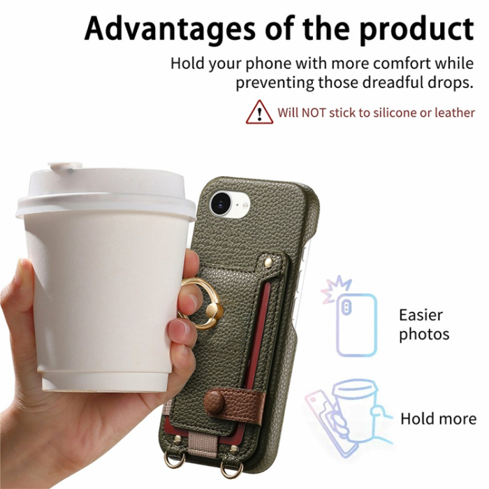 A-One Brand - iPhone 16e Mobilskal med Korthållare Ring Kickstand