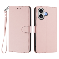 A-One Brand - iPhone 17 Plånboksfodral Läder med Handledsrem - Rosa