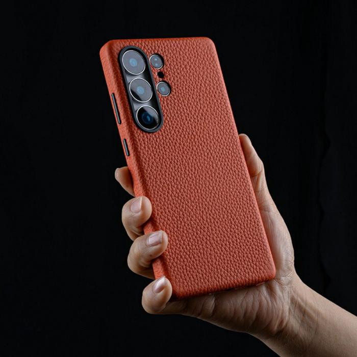 Melkco - MELKCO Mobilskal till Samsung Galaxy S25 Ultra Äkta Läder + PC Orange