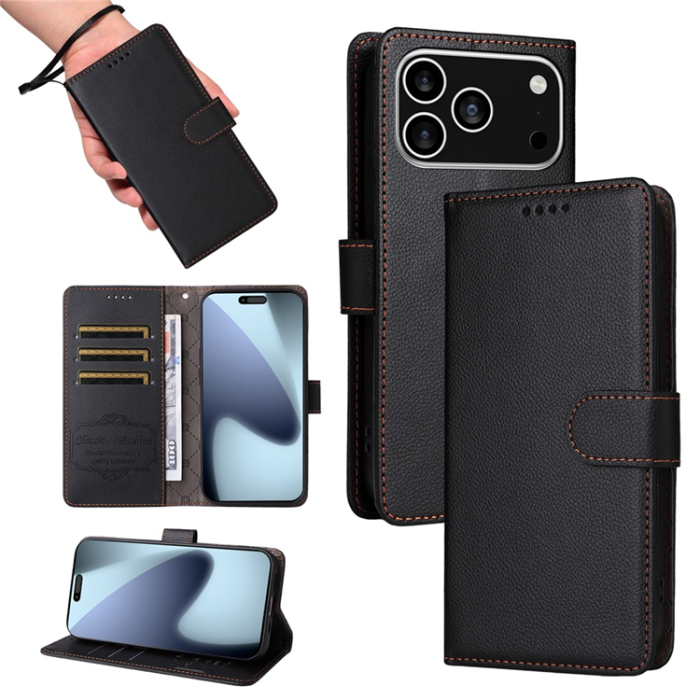 A-One Brand - iPhone 17 Pro Plånboksfodral RFID Blocking med Handledsrem