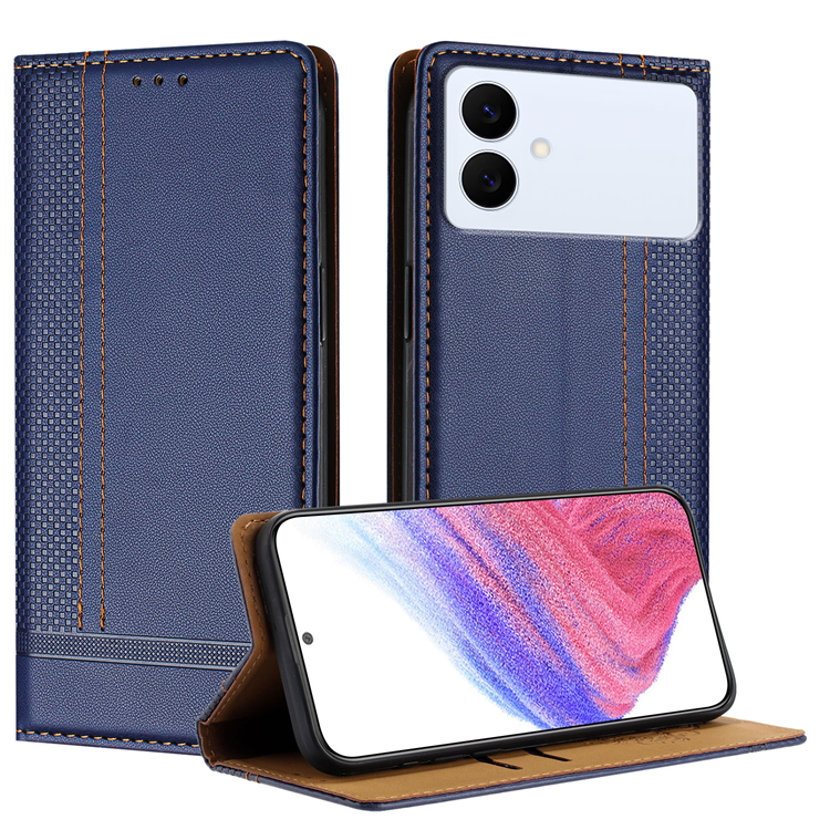 Galaxy S26 Edge Plånboksfodral L-Shaped Grid Pattern - Blå | 2353 | AlltMobil