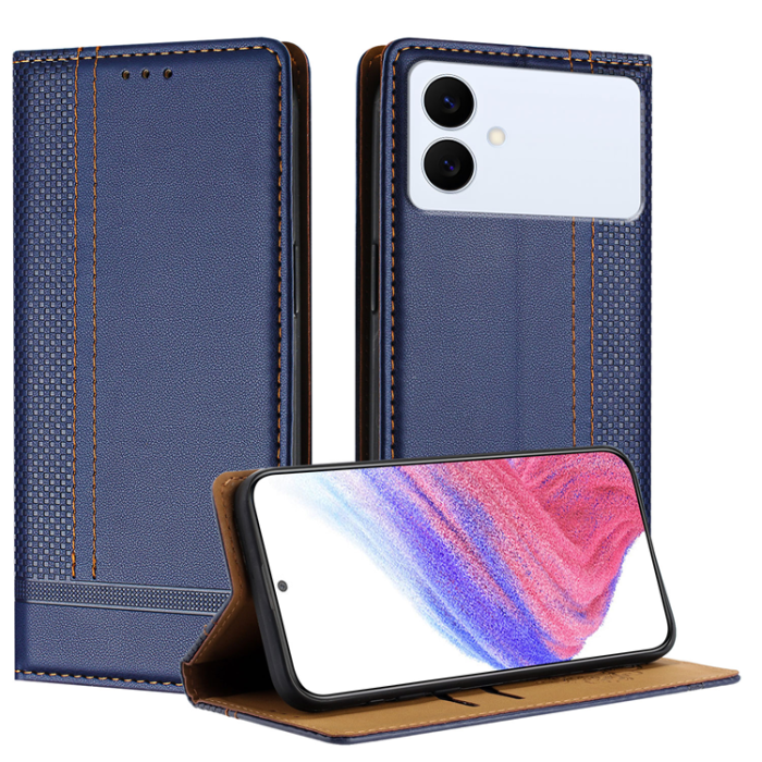 A-One Brand - Galaxy S26 Edge Plånboksfodral L-Shaped Grid Pattern - Blå