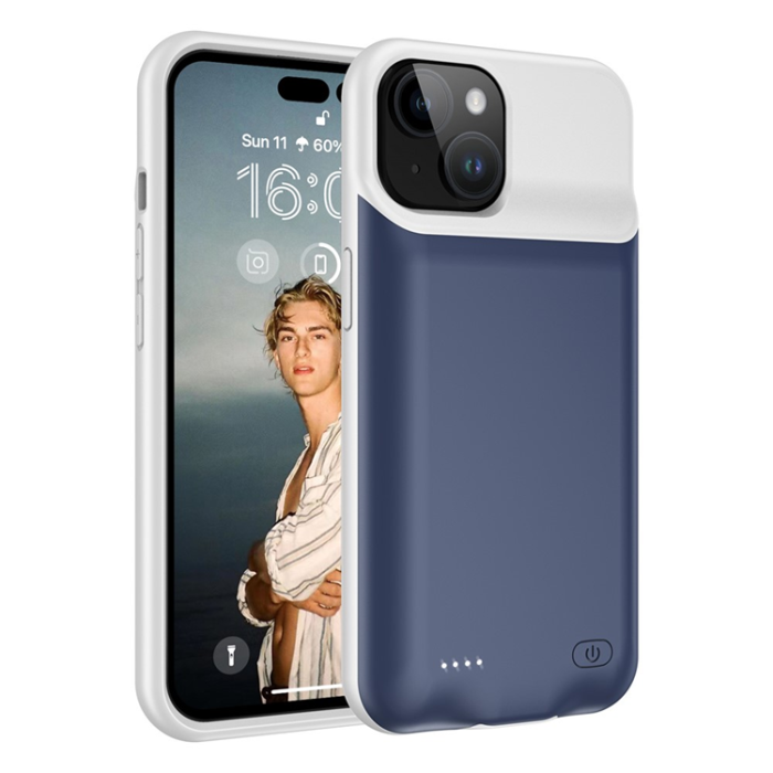 A-One Brand - iPhone 15 Batteriskal 7000mAh - Blå